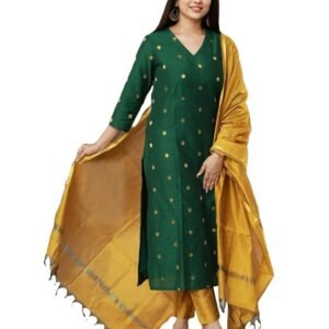 Women's 3 Piece Kurta Pant Dupatta Set | Silk Cotton Kurta Sets for Woman | Kurti Set for Woman | Elegant Suit Set for Women Cotton | Women Kurta Sets with Dupatta Cotton