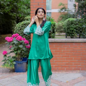 Emerald Green Embroidered Farshi Salwar Set