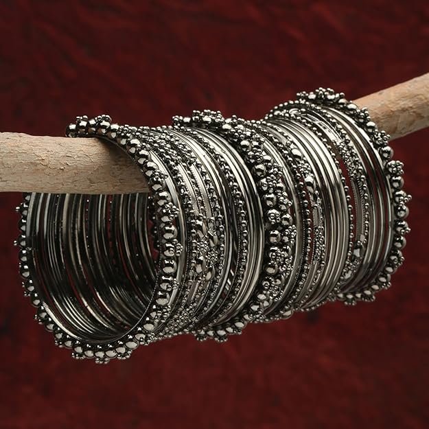 Fashion Set of 40 Bangles Set for Women | Oxidised Silver Plated Celebrity Inspired Jewellery | Latest Stylish Traditional Bangle for Girls and Women - Image 2