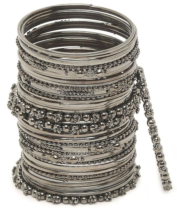 Fashion Set of 40 Bangles Set for Women | Oxidised Silver Plated Celebrity Inspired Jewellery | Latest Stylish Traditional Bangle for Girls and Women